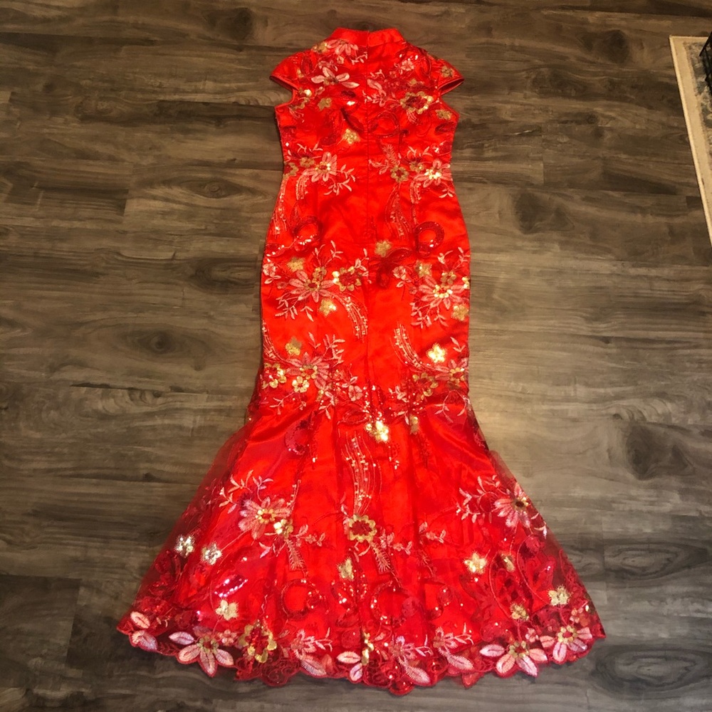 Beaded embroidery and lace mermaid style dress
